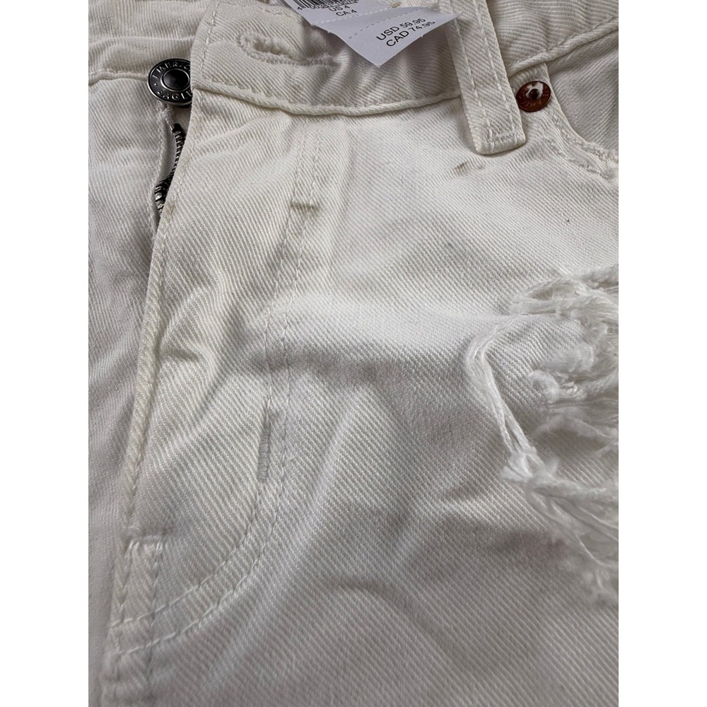 American Eagle Highest Rise Baggy Shorts White Distressed Denim Size 4 27W NEW - Picture 6 of 13